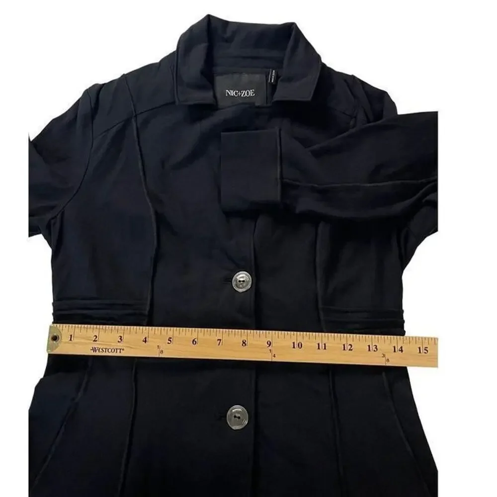 Nic+Zoe Tree Button Seamed Riding Jacket Blazer Size X Small Black New
